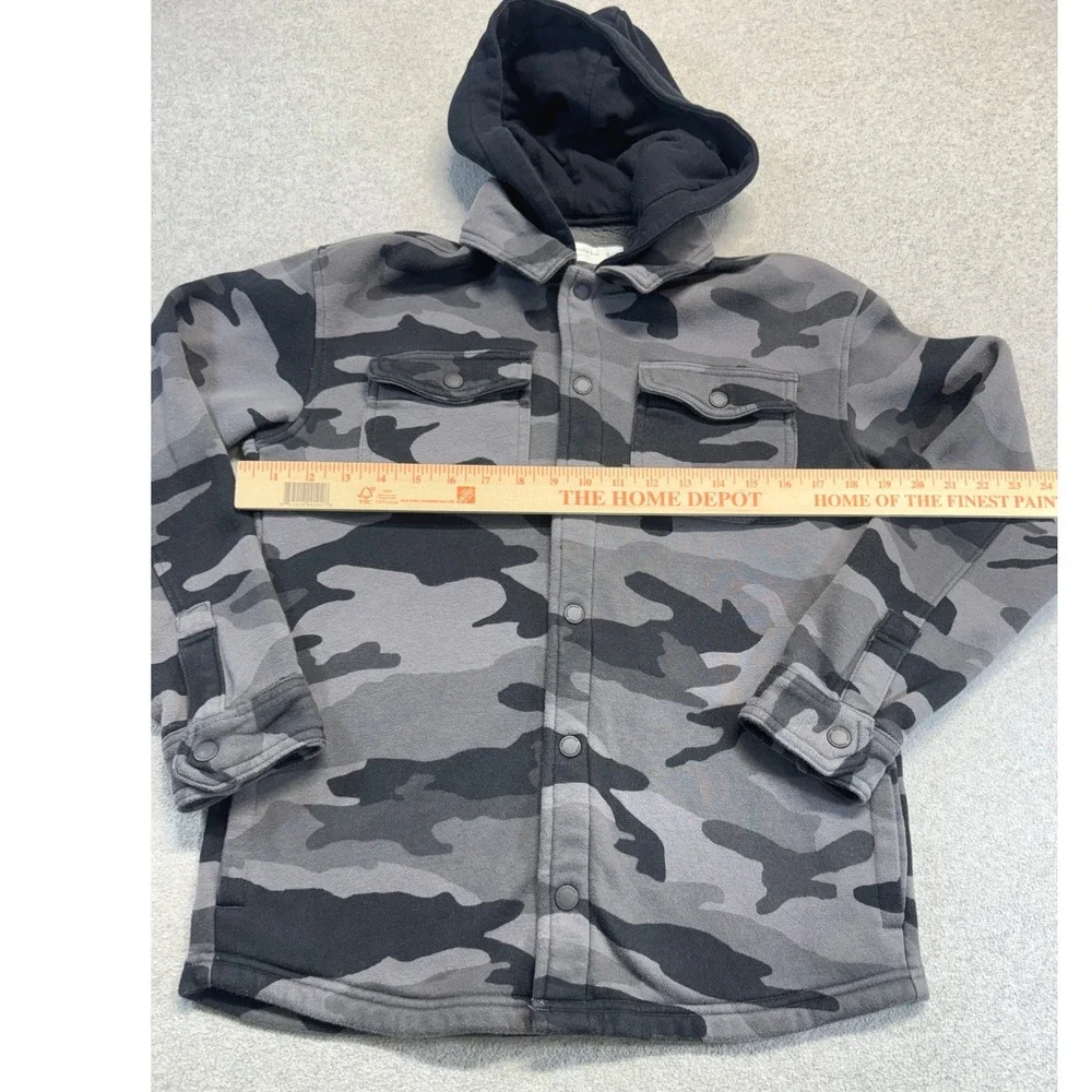 Abercrombie Kids Shirt Jacket‎ Kids 13/14 Gray Camo Hooded Relaxed Fit Shacket